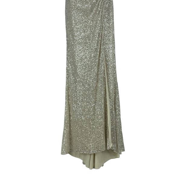 Ieena for Mac Duggal Sequined Drop Shoulder Evening Gown Nude Size 6 - Picture 8 of 14
